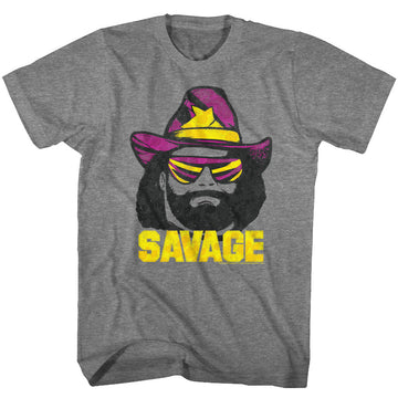Macho Man Mens S/S T-Shirt - Just Savage - Heather Graphite Heather