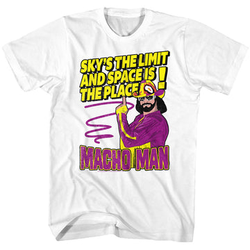 Macho Man Mens S/S T-Shirt - Sky'S The Limit - Solid White