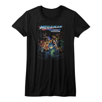 Mega Man Girls Juniors S/S T-Shirt - Legacy Collection - Solid Black