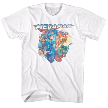 Mega Man Mens S/S T-Shirt - Megafriends - Solid White
