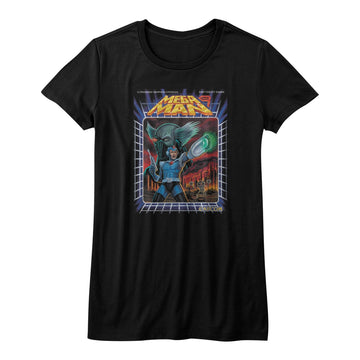 Mega Man Girls Juniors S/S T-Shirt - Megawoah - Solid Black
