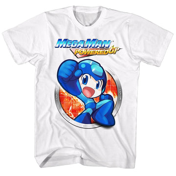 Mega Man Mens S/S T-Shirt - Powered Up - Solid White