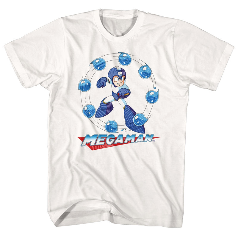 Mega Man Mens S/S T-Shirt - Water Shield - Solid White