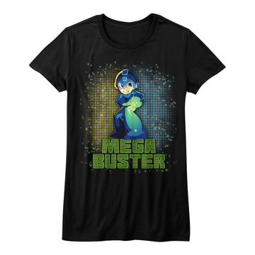 Mega Man Girls Juniors S/S T-Shirt - Mega Buster - Solid Black