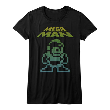 Mega Man Girls Juniors S/S T-Shirt - Mega Pixel - Solid Black