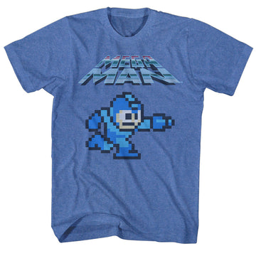 Mega Man Mens S/S T-Shirt - Mega Gunner - Heather Royal Heather