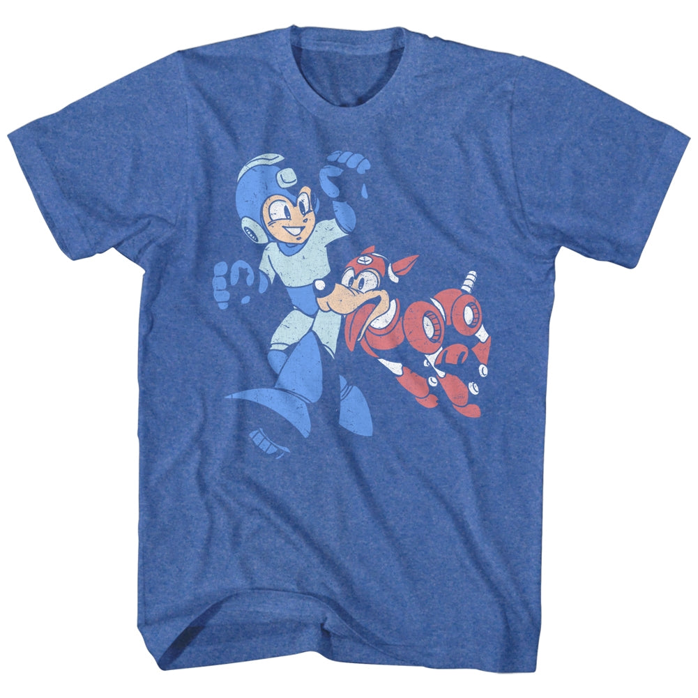 Mega Man Mens S/S T-Shirt - Let'S Goooo - Heather Royal Heather