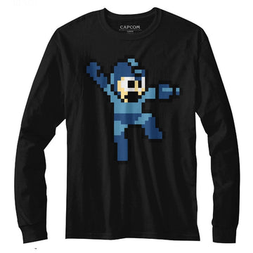 Mega Man Mens L/S T-Shirt - Jumpman - Solid Black