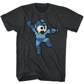 Mega Man Mens S/S T-Shirt - Jumpman - Heather Black Heather