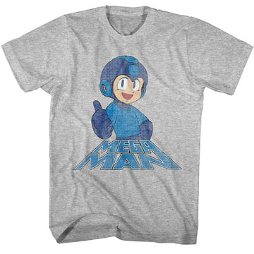 Mega Man Mens S/S T-Shirt - Right On - Heather Gray Heather