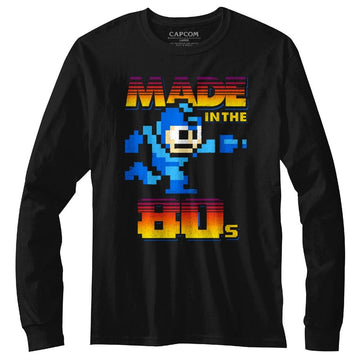 Mega Man Mens L/S T-Shirt - Madeinthe80S - Solid Black