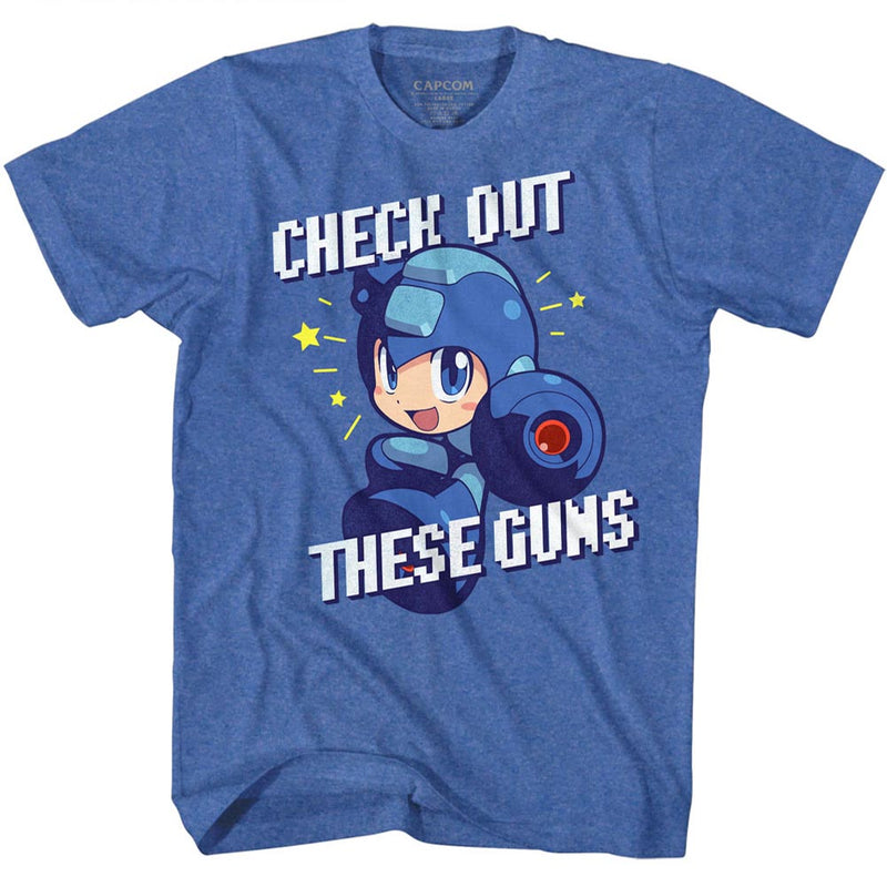 Mega Man Mens S/S T-Shirt - Check It Out - Heather Royal Heather
