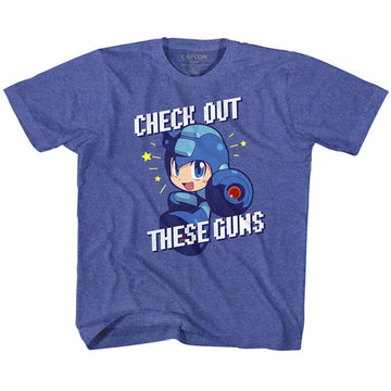 Mega Man Toddler S/S T-Shirt - Check It Out - Heather Vintage Royal