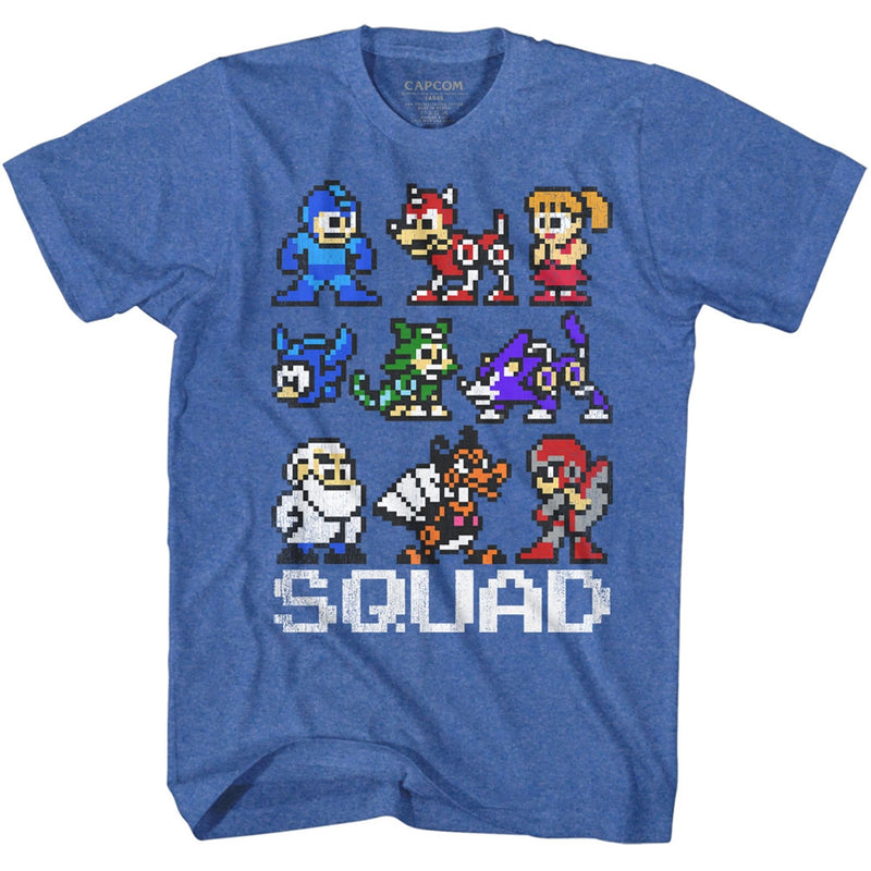Mega Man Mens S/S T-Shirt - Squad - Heather Royal Heather
