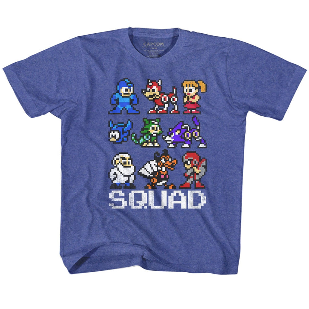 Mega Man Toddler S/S T-Shirt - Squad - Heather Vintage Royal