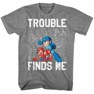 Mega Man Mens S/S T-Shirt - Trouble - Heather Graphite Heather
