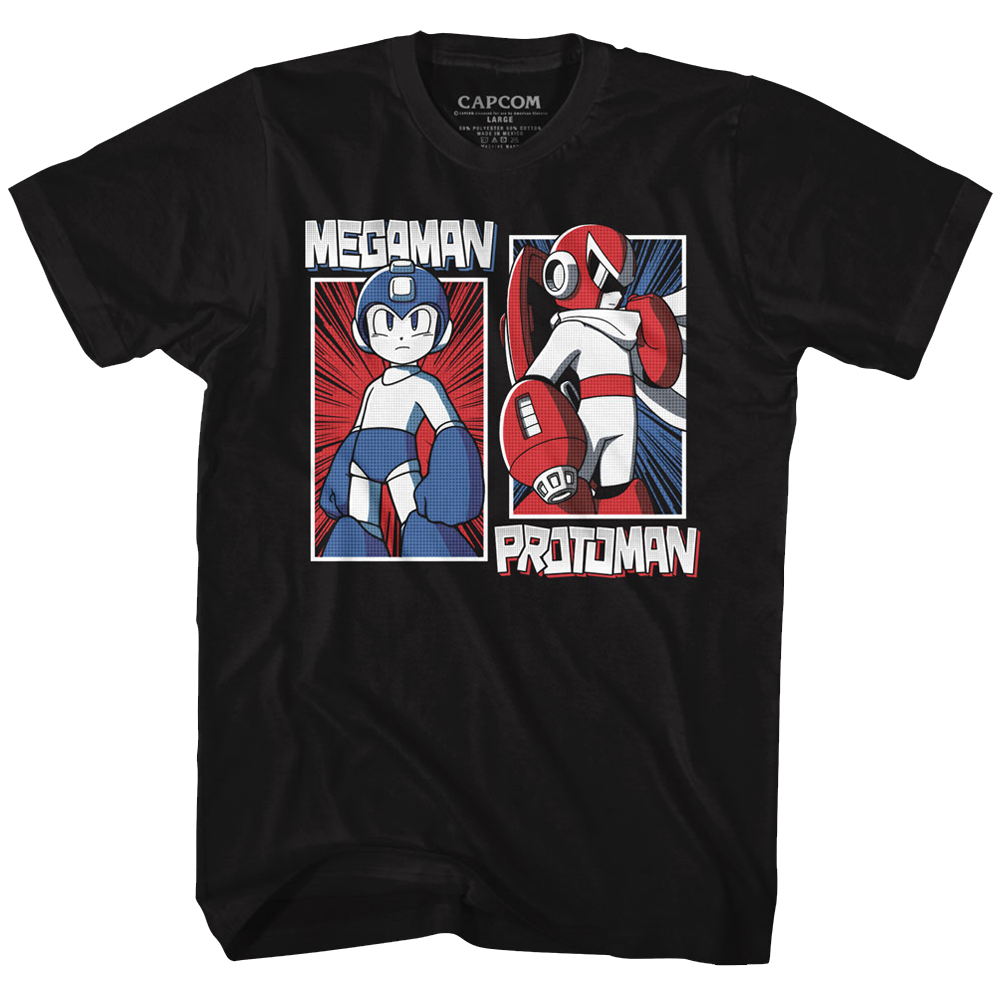 Mega Man Mens S/S T-Shirt - Rock & Blues - Solid Black