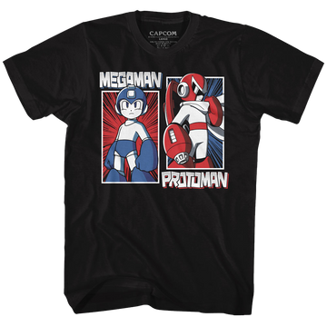 Mega Man Mens S/S T-Shirt - Rock & Blues - Solid Black