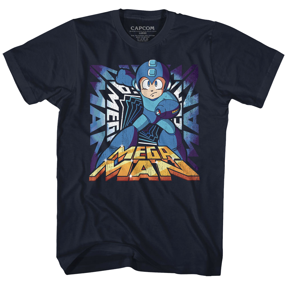 Mega Man Mens S/S T-Shirt - Megaman - Solid Navy
