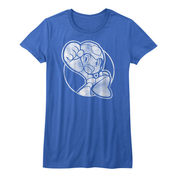 Mega Man Girls Juniors S/S T-Shirt - Fist Pump - Solid Royal