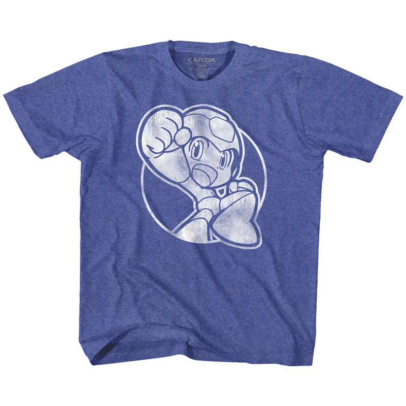 Mega Man Youth S/S T-Shirt - Fist Pump - Heather Vintage Royal
