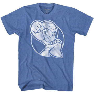 Mega Man Mens S/S T-Shirt - Fist Pump - Heather Royal Heather