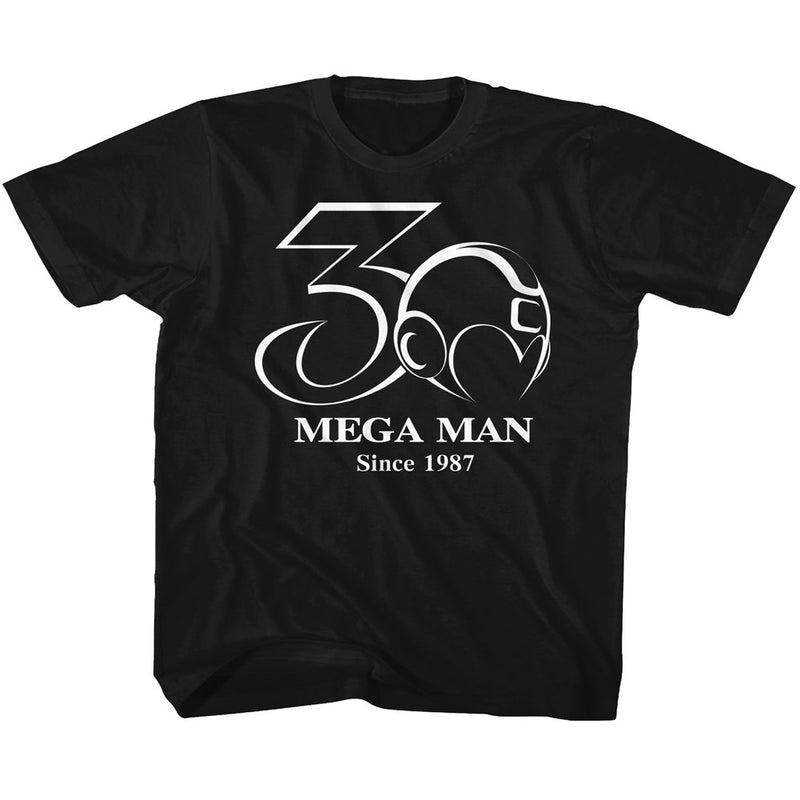 Mega Man Toddler S/S T-Shirt - 30Th Bw - Solid Black - Inmyparentsbasement.com