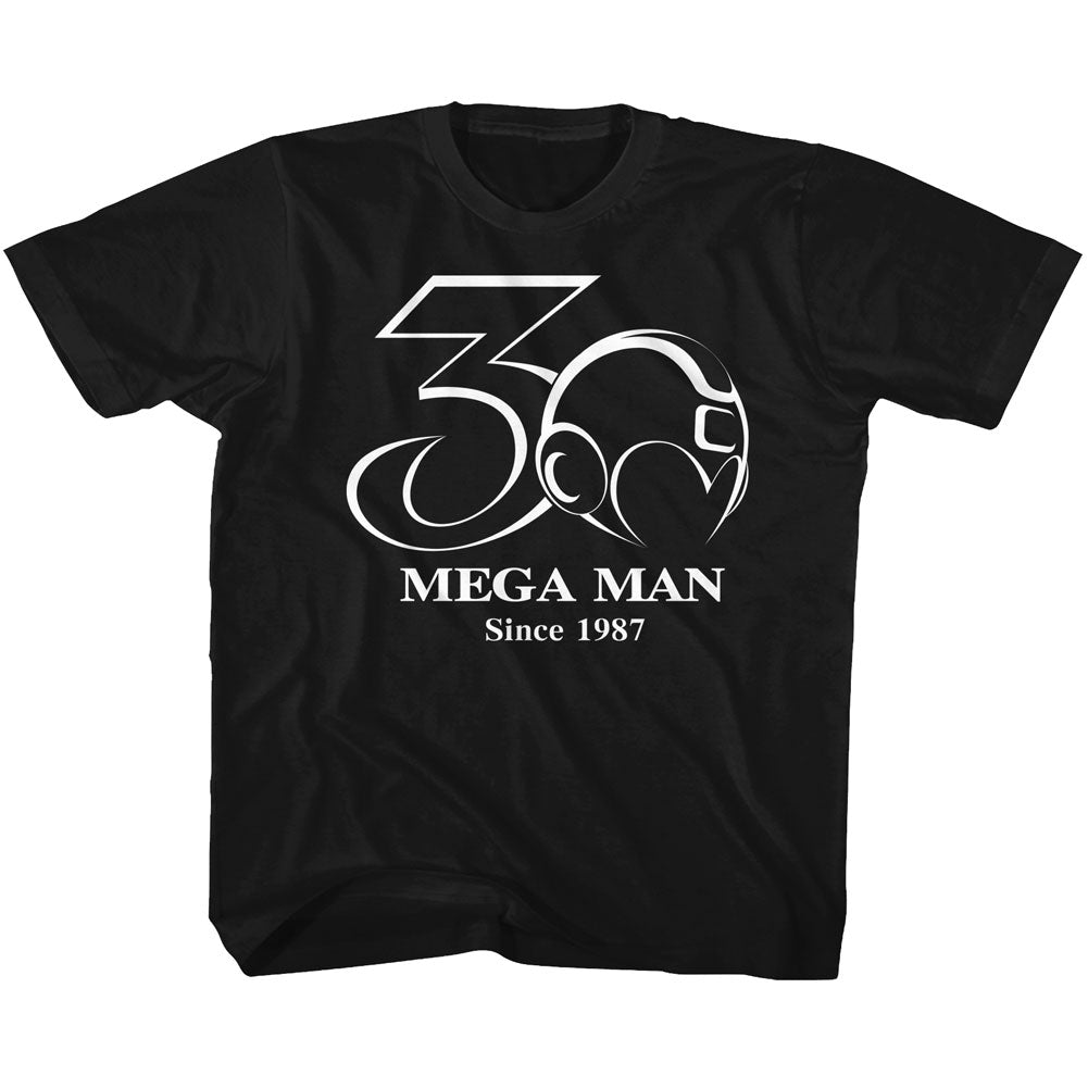 Mega Man Youth S/S T-Shirt - 30Th Bw - Solid Black