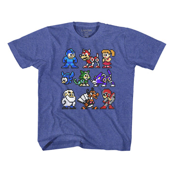 Mega Man Toddler S/S T-Shirt - The Cast - Heather Vintage Royal