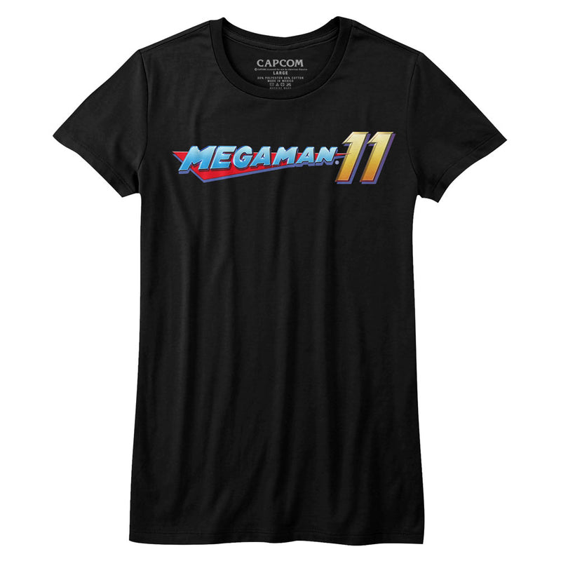 Mega Man Girls Juniors S/S T-Shirt - Mega Logo - Solid Black