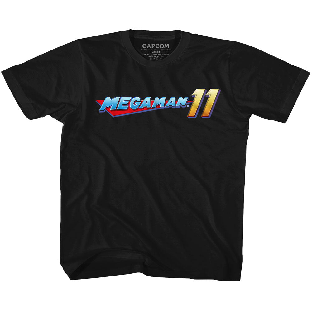 Mega Man Youth S/S T-Shirt - Mega Logo - Solid Black