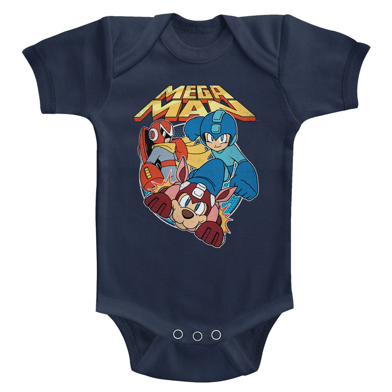 Mega Man Infant S/S Bodysuit - Flat Colors - Solid Navy