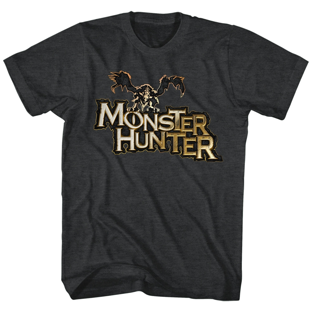 Monster Hunter Mens S/S T-Shirt - Mh Logo - Heather Black Heather