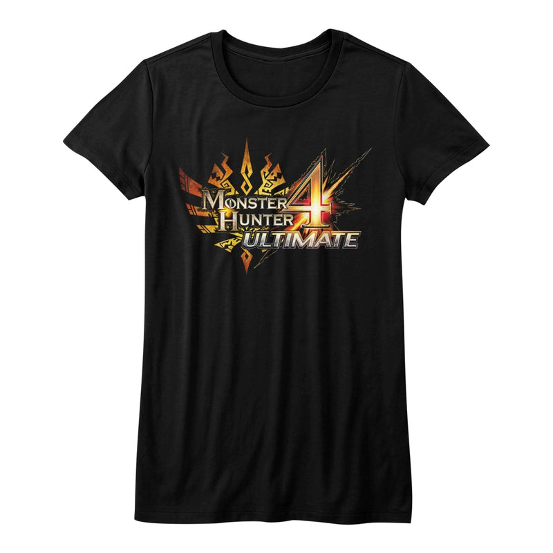 Monster Hunter Girls Juniors S/S T-Shirt - Mh4U Logo - Solid Black