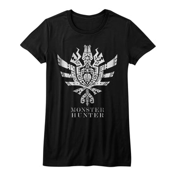 Monster Hunter Girls Juniors S/S T-Shirt - Mh4U Symbol - Solid Black