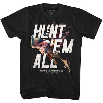 Monster Hunter Mens S/S T-Shirt - Hunt Em All - Solid Black