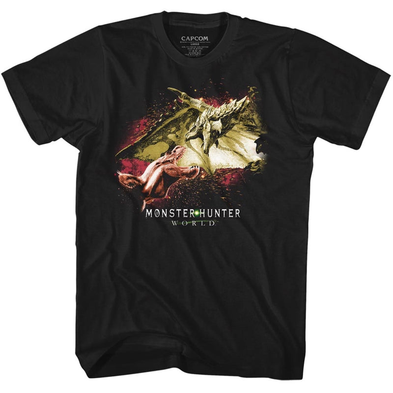 Monster Hunter Mens S/S T-Shirt - Face Off - Solid Black