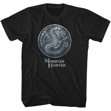 Monster Hunter Mens S/S T-Shirt - Monster Emblem - Solid Black