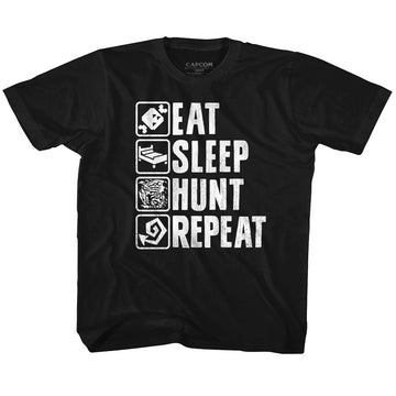 Monster Hunter Toddler S/S T-Shirt - Hunt Repeat - Solid Black
