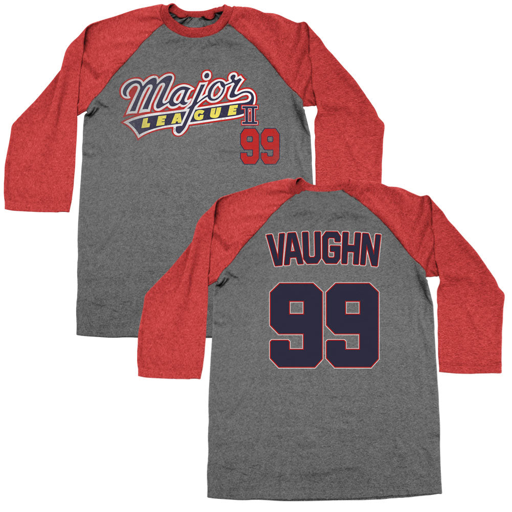 Major League Mens 3/4 Sleeve Raglan - Vaughn99 - Heather/Heather Gray Heather/Red Heather