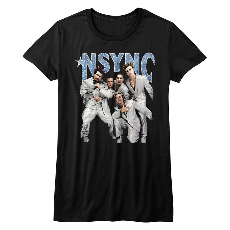 NSYNC Girls Juniors S/S T-Shirt - Strike A Pose - Solid Black