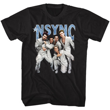NSYNC Mens S/S T-Shirt - Strike A Pose - Solid Black