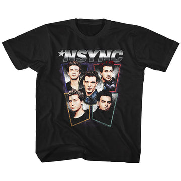 NSYNC Youth S/S T-Shirt - Heads - Solid Black