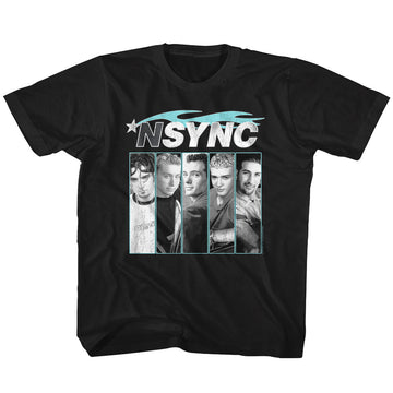 NSYNC Youth S/S T-Shirt - Blue Flame - Solid Black