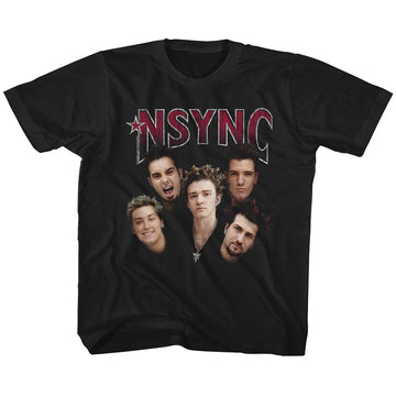 NSYNC Youth S/S T-Shirt - Group Shot - Solid Black
