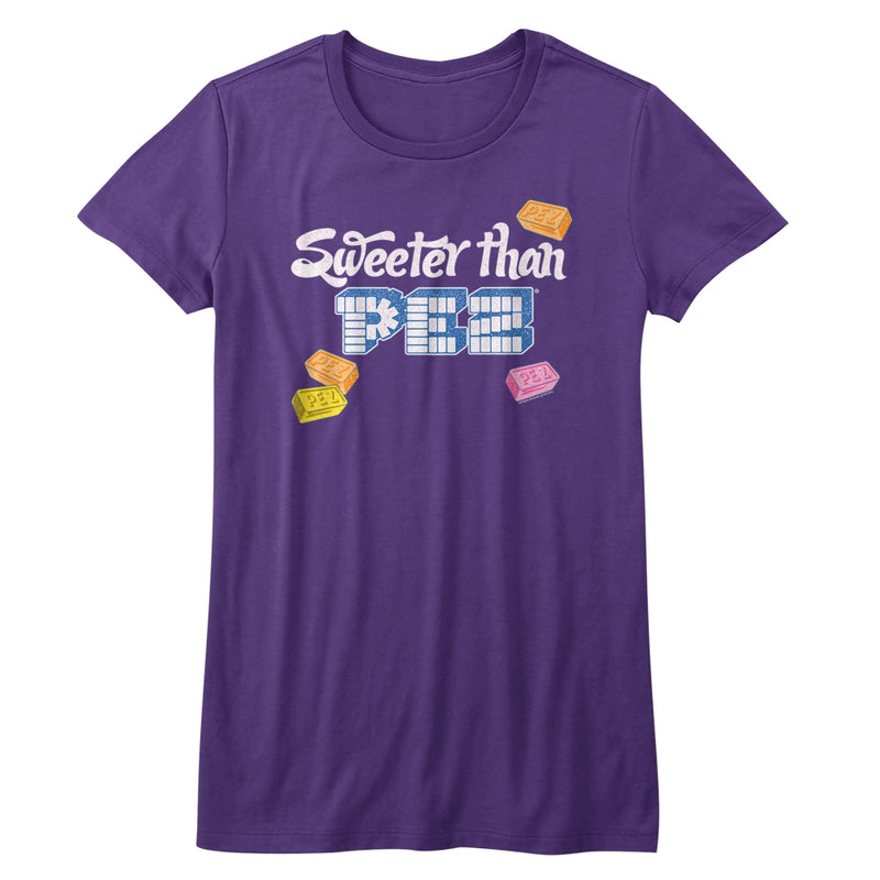 Pez Girls Juniors S/S T-Shirt - Sweeter Than - Solid Purple - Inmyparentsbasement.com