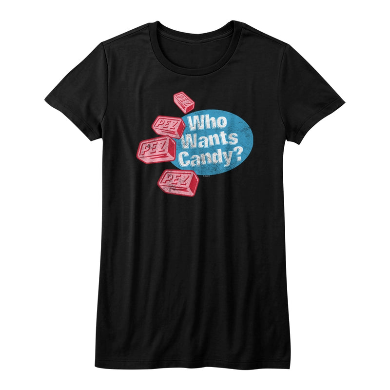 Pez Girls Juniors S/S T-Shirt - Who Wants Candy - Solid Black