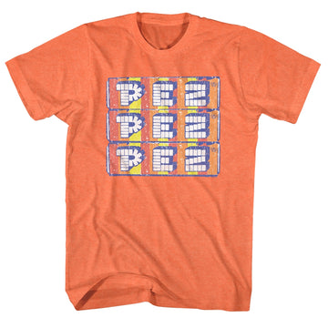 Pez Mens S/S T-Shirt - Stacked Pez - Heather Bright Orange Heather
