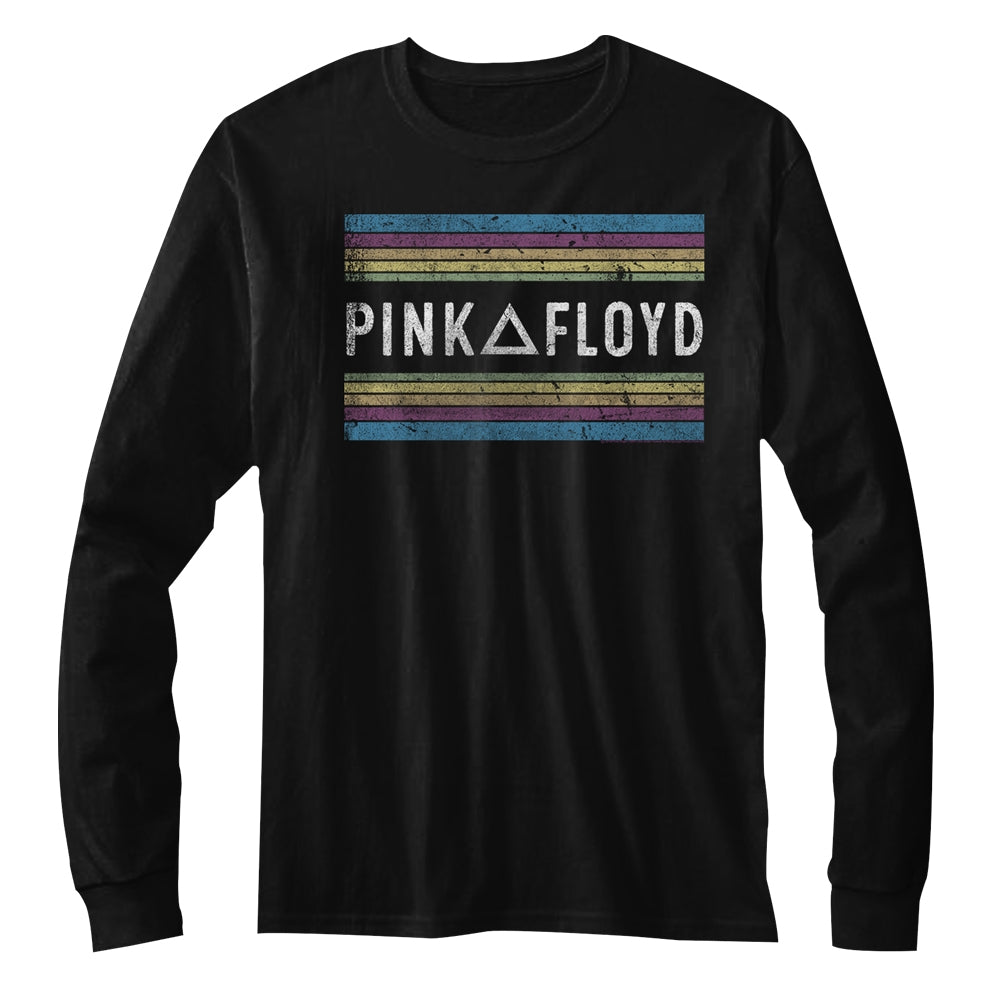 Pink Floyd Mens L/S T-Shirt - Pink Floyd Rainbows - Solid Black