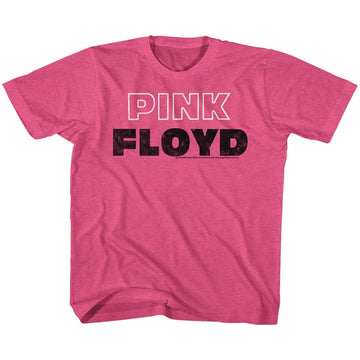Pink Floyd Youth S/S T-Shirt - Pink White Outline - Heather Vintage Hot Pink